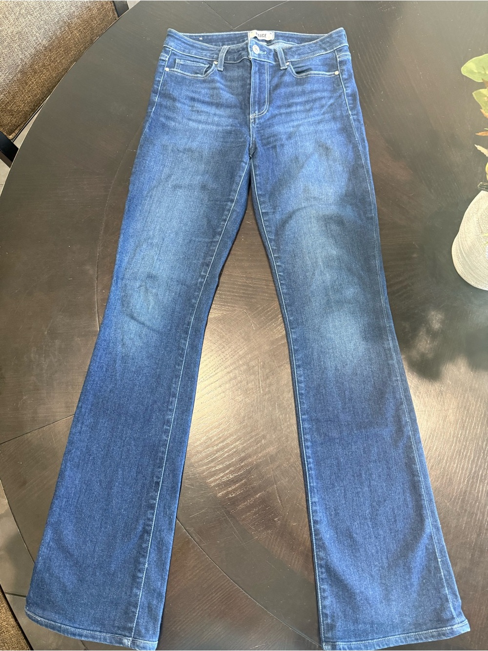 PAIGE High Rise Manhattan Bootcut Jeans Size 28 Dark Wash Stretch